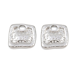 Stainless Steel Color 304 Stainless Steel Charms, Hammered Square Charms, Stainless Steel Color, 12.5x13x2mm, Hole: 2.5mm