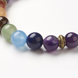 Amethyst Yoga Chakra Jewelry, Natural Amethyst Beads Stretch Bracelets, 2-1/8~2-3/8 inch(55~60mm)