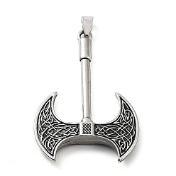 Античное Серебро Тибетский сплав стиля большие кулоны, топор, античное серебро, 57.5x38.5x7 мм, отверстие : 8x4 мм