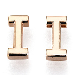 Letter I Brass Charms, Nickel Free, Real 18K Gold Plated, Letter.I, 7~8.5x4~7.5x2mm, Hole: 1mm
