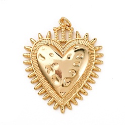 Настоящее золото 18K Латунные подвески, сердце, стойки покрытие, долговечный, без свинца и без кадмия, реальный 18 k позолоченный, 37.5x31x4 мм, отверстие : 3.5 мм