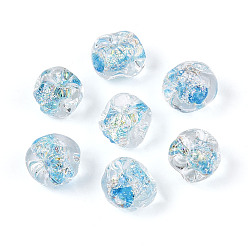 Светло-Голубой Ручной работы бусины фольги, самородки, Небесно-голубой, 9~10.5x10~11.5x10~11.5 мм, отверстие : 1.2~1.8 мм, около 50 шт / нитка, 19.29~20.47'' (49~52 см)