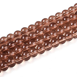 Сиена Краска для выпечки, прозрачные стеклянные бусины, нити, круглые, цвет охры, 6~6.5 мм, отверстие : 1.2 мм, около 138~142 шт / нитка, 29.53~30.31 дюйм (75~77 см)