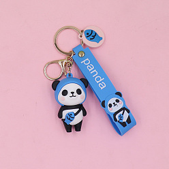 Royal Blue Silicone Panda Keychain for Women, Car Charm Bag Pendant, Royal Blue, 10.5cm