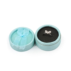 Голубой Круглые картонные коробки для хранения колец, Шкатулка для украшений с бантом и черной губкой внутри, для хранения колец, голубой, 5.5x3.5 см, 30 шт / комплект