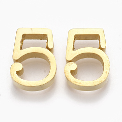 Number 304 Stainless Steel Pendants, Number, Golden, Num.5, 12x9x3mm, Hole: 1.8mm