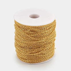 Golden Iron Textured Cable Chains, Unwelded, with Spool, Golden, 3x2x0.6mm, about 328.08 Feet(100m)/roll