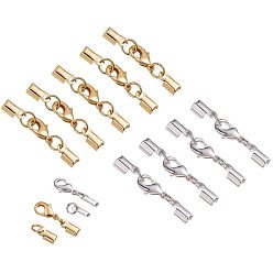 Mixed Color Rack Plating Brass Lobster Claw Clasps with Clip Ends, Nice for Jewelry Making, Mixed Color, 33x5mm, 10sets/color, 20sets/box