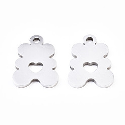 Нержавеющая Сталь Цвет Не тускнеющие 201 подвески из нержавеющей стали, подвески для лазерной резки, нести с сердцем, цвет нержавеющей стали, 12.5x9x1 мм, отверстие : 1.2 мм