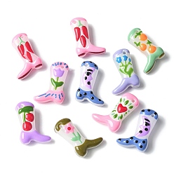 (52) Непрозрачная лаванда Бусины из стеклянной эмали, окрашенные методом запекания, ботинок с рисунком mxied, разноцветные, 24x17x8~8.5 мм, отверстие : 1.4 мм