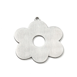 Color de Acero Inoxidable 201 colgantes de acero inoxidable, encantos de la flor, Corte con laser, color acero inoxidable, 25.5x25x1.5 mm, agujero: 1.5 mm