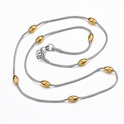 Golden & Stainless Steel Color 304 Stainless Steel Chain Necklaces, with Lobster Claw Clasps, Golden & Stainless Steel Color, 18.11 inch(46cm), 1x4mm