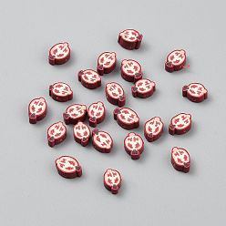 Красный Бусины из полимерной глины , фруктовые прелести, красные, 8.5x12x4.5 мм, отверстие : 1.6 мм