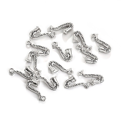 Античное Серебро Сплавочные подвески тибетского стиля, музыкальные инструменты подвески, античное серебро, 21.5x10.5 мм, 100 шт / комплект