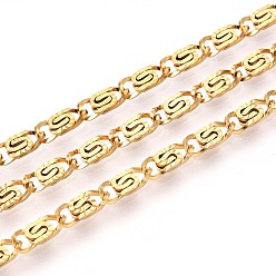 Настоящее золото 18K 304 из нержавеющей стали lumachina цепи, пайки, с катушкой, ионное покрытие (ip), реальный 18 k позолоченный, 8x3x1 мм, около 32.81 футов (10 м) / рулон