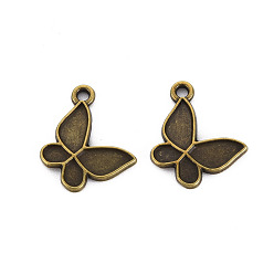 Античная Бронза Сплавочные сеттинги для кулона, тибетский стиль, без кадмия и без свинца, бабочка, античная бронза, 17.5x15x2 мм, отверстие : 1.6 мм