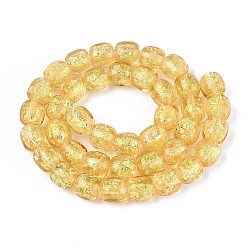 Золотистый Нити из фольги в технике лэмпворк, баррель, золотые, 9.5~10x9.5~10 мм, отверстие : 1.2~1.8 мм, около 40 шт / нитка, 15.75~16.14'' (40~41 см)