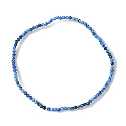 Ляпис-Лазурь Женские эластичные браслеты из натурального ляпис-лазури толщиной 2 мм, круглые, граненые, из бисера, внутренний диаметр: 2 дюйм (5 см)