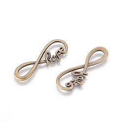 Античная Бронза Сплав бесконечности в тибетском стиле с разъемами надежных ссылок, без кадмия, без никеля и без свинца, античная бронза, 15x39x2 мм