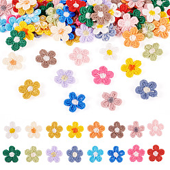 (52) Непрозрачная лаванда 80 шт. 16 стили цветок компьютерная вышивка ткань термонаклейки нашивки, наклеить патч, аксессуары для костюма, аппликация, разноцветные, 15x15x1.5 мм, 5 шт / цвет