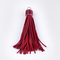 Brique Rouge Décorations de gros pendentifs, avec les accessoires en alliage, platine, firebrick, 111~114x16~17mm, Trou: 6mm