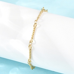 Золотой 304 Браслеты из нержавеющей стали с витыми звеньями в виде веревки для женщин, ионное покрытие (ip), долговечный, золотые, 6.57 дюйм (16.7 см)