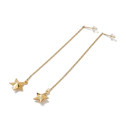 Golden PVD Vacuum Plating 304 Stainless Steel Long Chain with Star Dangle Stud Earrings for Women, Long-Lasting Plated, Golden, 108x1.2mm, Pin: 0.7mm