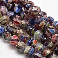 Разноцветный Круглые Millefiori стеклянные бусины нити, красочный, 7.6~8 мм, отверстие : 1 мм, около 48 шт / нитка, 14.9 дюйм