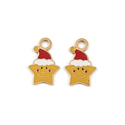 Звезда 304 нержавеющей стальной эмали подвески, ионное покрытие (ip), Новогодняя тема, реальный 18 k позолоченный, звезда, 15x9.5x1 мм, отверстие : 2.2 мм
