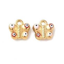 Золотой 304 эмалированная бабочка из нержавеющей стали с амулетами от сглаза, ионное покрытие (ip), золотые, 12x12.5x5.5 мм, отверстие : 1.8 мм