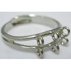 Brass Brass Loop Ring Bases,Nickel Free, Adjustable, Platinum Plated, 6 loops -18mm