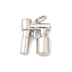 Платина Латунные подвески, пистолет, долговечный, без свинца и без кадмия, стойки покрытие, с целью перехода в кольце, платина, 15.5x13x3.5 мм, отверстие : 3.5 мм
