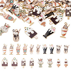 Color mezclado 36 piezas 9 estilos colgantes de aleación de esmalte, libre y níquel libre y sin plomo, helado mixto, color mezclado, 20~27x8.5~13x1~2 mm, agujero: 1.6~1.8 mm, 4 piezas / estilo