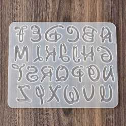 Белый Силиконовые формы для подвесок, формы для литья смолы, алфавит, белые, 140x84x5 мм, отверстие : 1.7 мм