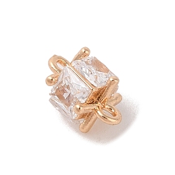 Прозрачный Латунные подвески-коннекторы со стеклом, без никеля , куб ссылки, прозрачные, 10x7.5x5.5 мм, отверстие : 1 мм