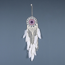 Индиго Железная богемная тканая паутина/сетка с перьями, макраме, настенные украшения, для украшения домашней спальни, индиговые, 590 мм