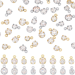 Real Gold Plated & Real Platinum Plated 80 шт 8 стили латунные подвески, круглые подвески, со стразами, настоящее золото и платина, 6~7x3.5~5x3~3.5 мм, отверстие : 0.9~1 мм, 10 шт / стиль