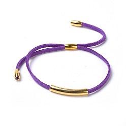 Indigo Verstellbare Armbänder aus Veloursleder, mit Messingreisperlen und 304 Edelstahlrohrperlen, golden, Indigo, 5-1/2 Zoll (14cm)~5-3/4 Zoll (14.5cm), 3 mm