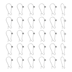 Нержавеющая Сталь Цвет 30шт. 304 фурнитура для сережек-колец из нержавеющей стали, провода почек, с четким кубического циркония, цвет нержавеющей стали, 24x14 мм, штифты : 0.7 мм