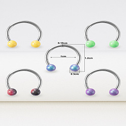 (52) Непрозрачная лаванда 5 шт 316 л хирургическая нержавеющая сталь и блестящий акрил круглый шар круглая/подкова штанга носовые кольца, цвет нержавеющей стали, разноцветные, 12 мм, штифты : 1.2 мм, Руководитель: 3 mm
