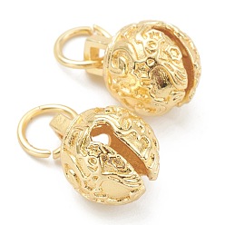 Настоящее золото 18K Латунные подвески, колокол, реальный 18 k позолоченный, 16x12x12 мм, отверстие : 6 мм