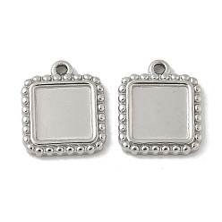 Нержавеющая Сталь Цвет 304 Настройки кабошон из нержавеющей стали кулон, квадратный, цвет нержавеющей стали, лоток : 8x8 мм, 15x12.5x2.5 мм, отверстие : 1.2 мм