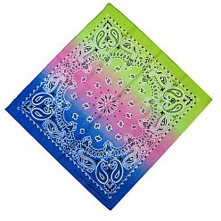 Blau Quadratische Baumwollstirnbänder in Regenbogenfarben, Bandana-Schal mit Farbverlauf, Halsmanschette, UV-Widerstand nahtlose Kopfbedeckung, für Outdoor-Workout-Laufen, Blau, 550x550 mm