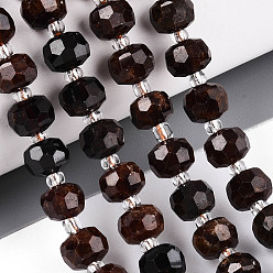 Гранат Натуральный оранжевый гранатовый бисер пряди, с бисером, граненые, рондель, 7~8.5x5~7 мм, отверстие : 1 мм, около 44~56 шт / нитка, 14.96~15.55 дюйм (38~39.5 см)