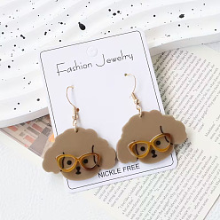 Верблюжий Акриловые серьги-подвески в виде головы собаки, золотые, верблюжие, 50x40 мм