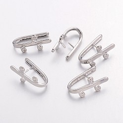 Platinum Brass Snap On Bails, Platinum Color, Nickel Free, Size: about 10mm wide, 18mm long, 2mm thick, hole: about 5mm