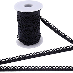 Черный 25m полиэстер пико эластичная кружевная отделка, лента из кружевного шнура крючком для нижнего белья, чёрные, 1/2 дюйм (12 мм), около 27.34 ярдов (25 м) / мешок