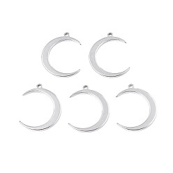 Нержавеющая Сталь Цвет Не тускнеющие 201 подвески из нержавеющей стали, луна, цвет нержавеющей стали, 25.5x20.5x1.5 мм, отверстие : 2 мм