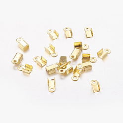 Doré  Pliage de fer embouts à écraser, replier les extrémités du cordon à sertir, or, 6x3x2.3mm, Trou: 1.2mm, environ 10000 pcs / sachet 