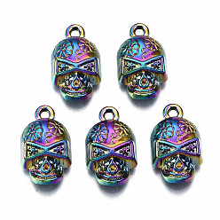Rainbow Color Rainbow Color Alloy Pendants, Cadmium Free & Lead Free, Skull, 20x11.5x6mm, Hole: 1.8mm